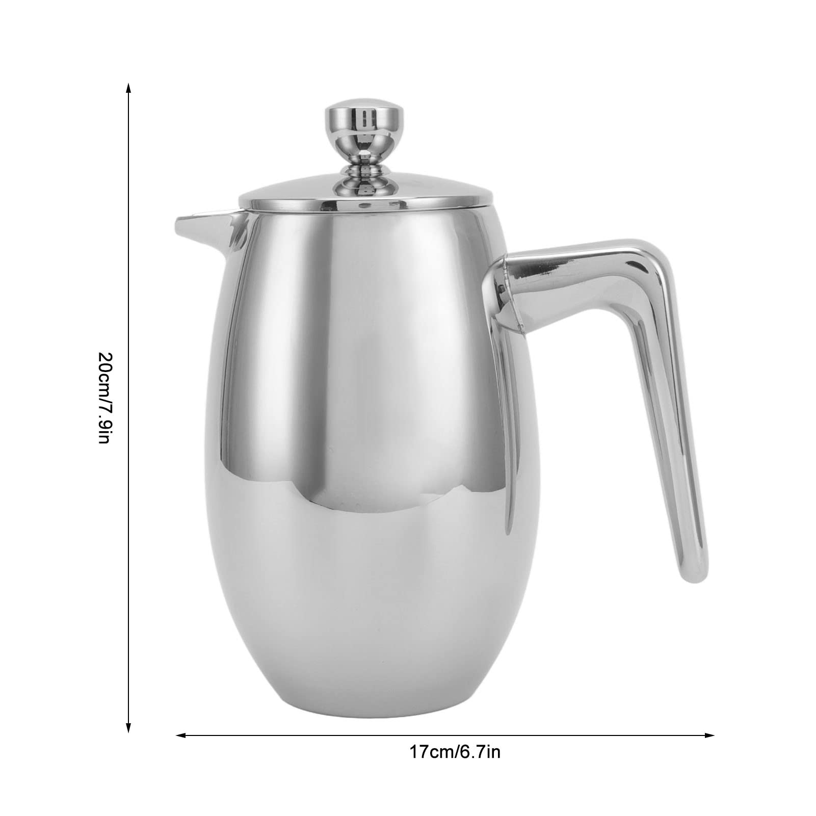 SEAFRONT Dzbanek do Kawy Typu French Press, Dwuwarstwowy Czajnik ze Stali Nierdzewnej z Ustnikiem w Kształcie Litery U do Ręcznego Parzenia w Domu (800ml)