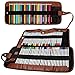 Produktbild inherited 2 Stück Retro Pencil Wrap Roll up Holder, Leinwand Stifterolle, 48 Slots +72 Slots Wrap Leinwand Stifterolle Faltbare BuntStifteetui Roll-up (schwarz) Make up/Schule/Büro/Kunst