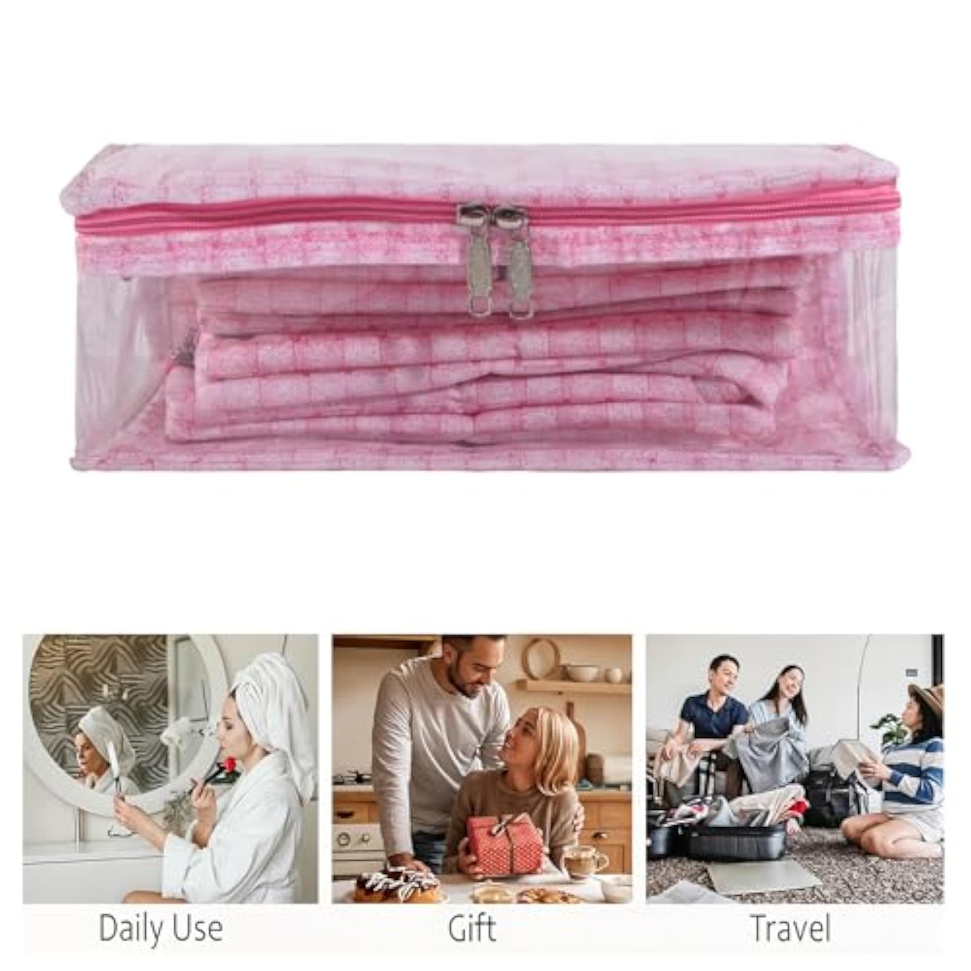 2 Pcs PVC Makeup Pouch Bag with 13 Compartments