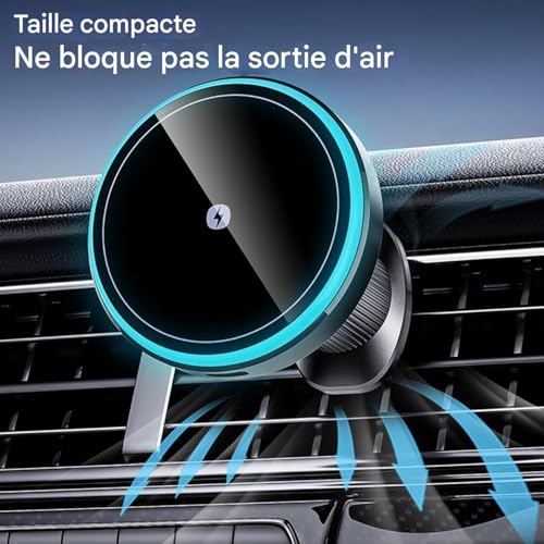 Cargador inalámbrico de coche magnético de 15W y soporte funcional para rejilla de ventilación 6
