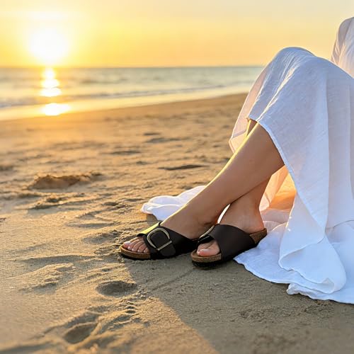 Image of WTW Women's Suede Cork Footbed Sandals Slide for Women with Arch Support