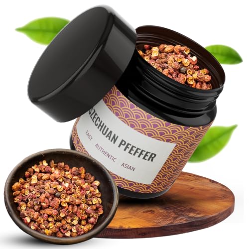 asiastreetfood Szechuan Pfeffer 20g Original aus Szechuan Asiatischer Pfeffer mit warmer Gewürz- & Zitrusnote Roter Szechuan Pfeffer für asiatische Wokgerichte Ganze Szechuan Pfefferkörner