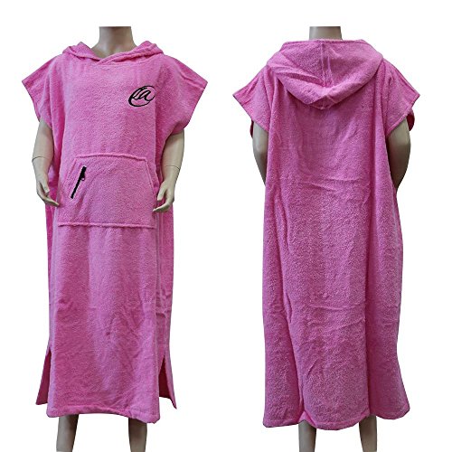 Lightahead Cotton Surf Beach Hooded Poncho Changing Bath Robe Towel with Pocket (Pink)