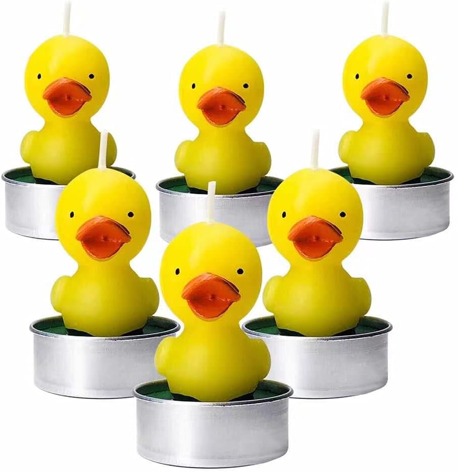 Little Duck Tea Light Candles, Yellow Duck Tealight Candle Gift for Cake Topper, Cute Birthday Gift, Decorations for Baby Shower Wedding,Party, Housewarming Gifts, Valentine Romantic, 6 Pieces