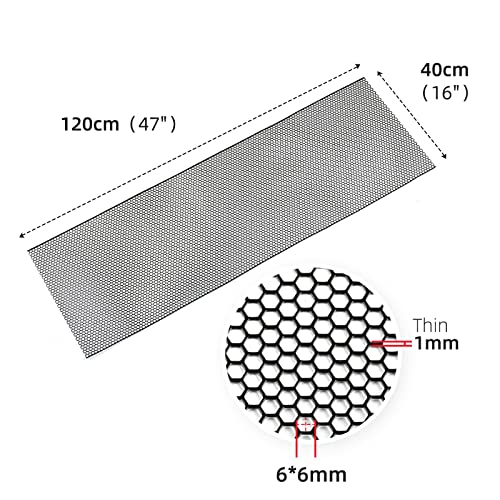 Image of AggAuto 47x16 inches Car Pickup Truck Grill Mesh Spoiler Bumper Vent Aluminum Alloy Automotive Grille Insert Air Intake Racing Honeycomb Hole 6mm Spacing 1mm Black