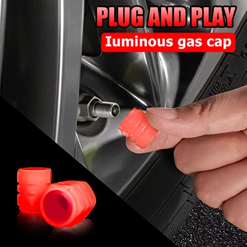 Fluorescent Car Tire Valve Stem Caps, 12Pcs Auto Luminous Illuminated Wheel Valve Cover, Corrosion Resistant Glow In The Dark, Car Decor Accessories For Motorcycles, Suv, Trucks, Car (Red) #TOP3