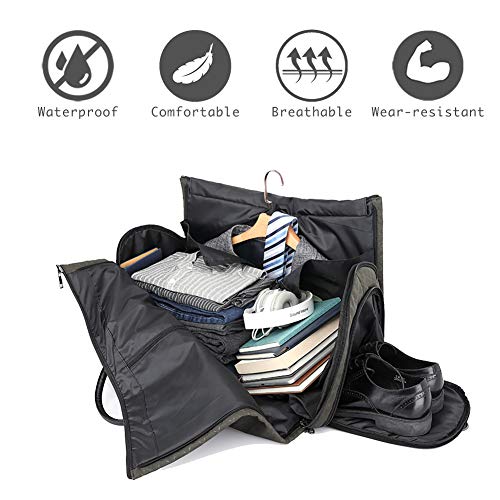 RUIMA Carry on Travel Duffel Garment Bags 2 in 1 Convertible Foldable Shoulder Strap Handing Waterproof Suit Luggage Carrier Oxford for Men- (Olive drab)