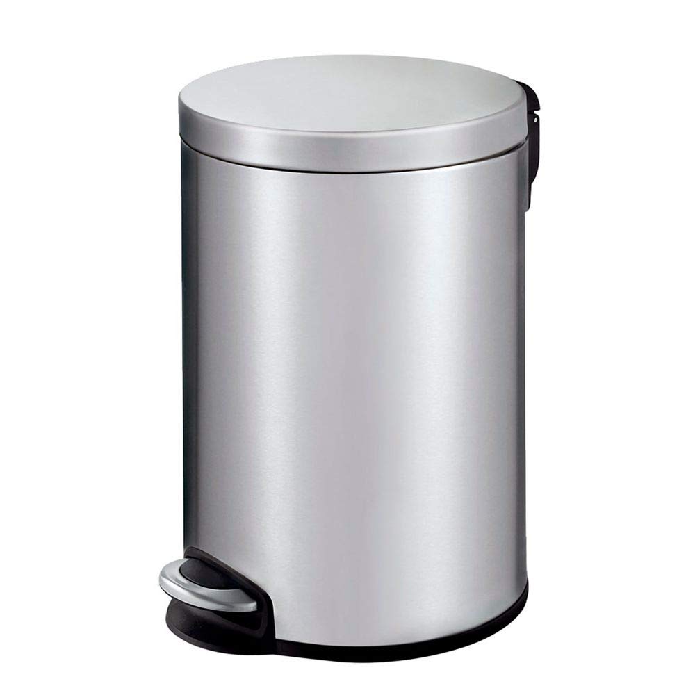 EKO Serene 20-Liter, Fingerprint Resistant Brushed Stainless Steel Finish, Smooth Round Waste Bin with Soft Close Lid, Durable Cantilever Foot Pedal Mechanism, ALEK9215MT-20L