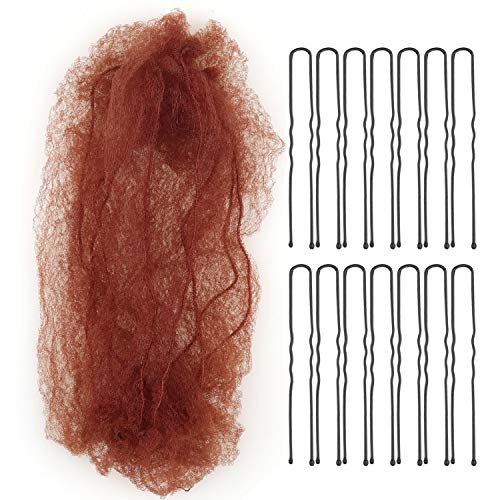 80 Pcs Hair Nets and 40 Pcs U Shaped Pins Set, Invisible Hair Nets Elastic Edge Mesh Hair Bun Accessories for Women Bun, Food Service
