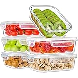 Bayco 6 Pack Glass Meal Prep Containers with Lids, Airtight Glass Lunch Bento Boxes, BPA-Free & Leak Proof (6 Lids & 6 Containers)