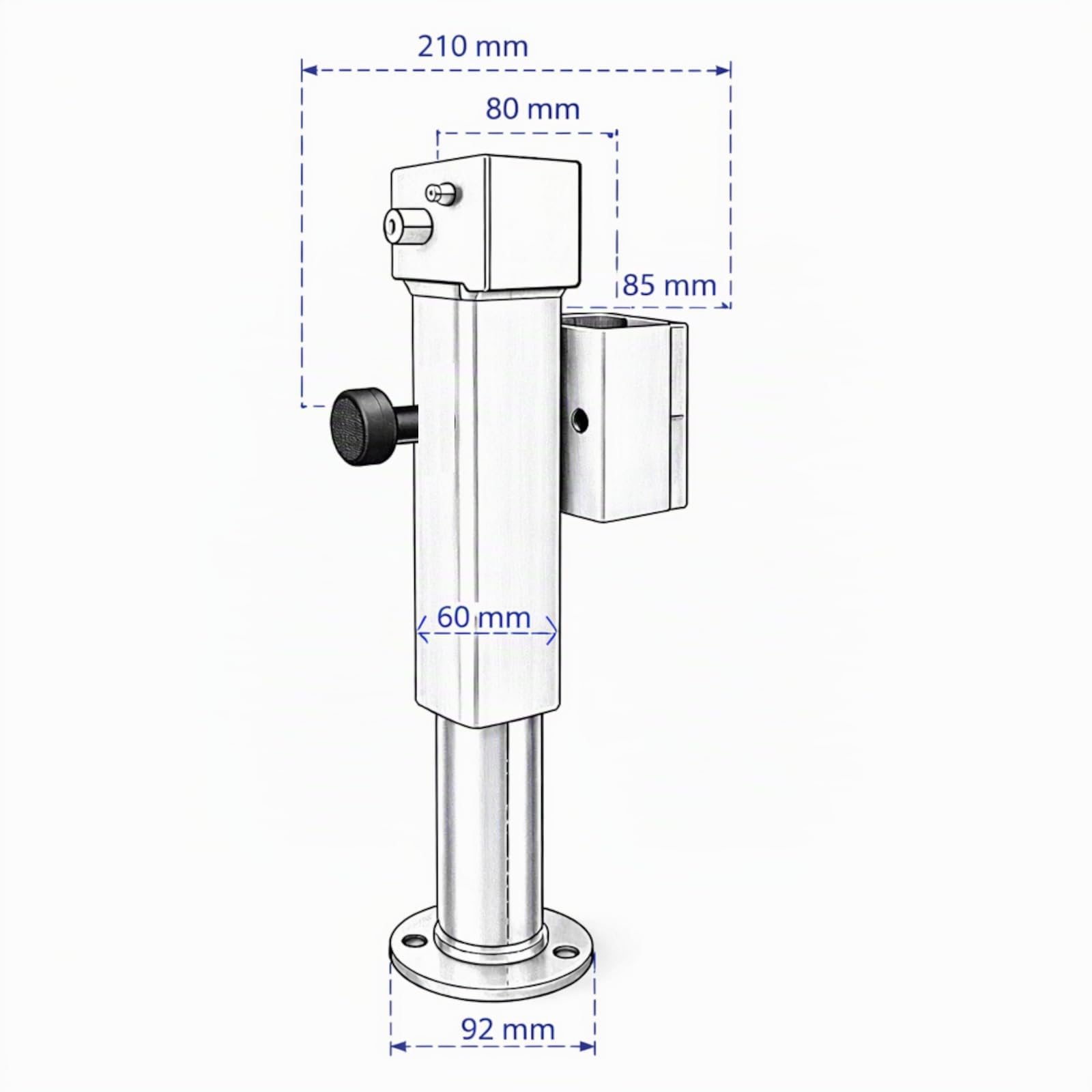Preiswert&Gut 2X Anhängerstützen & Ausdrehstütze Wohnmobil – Stahlrohr 60x60 mm – höhenverstellbar 360-595 mm Kurbelstütze kippbar und Wohnwagenstützen Anhänger Stütze bis 1350 kg
