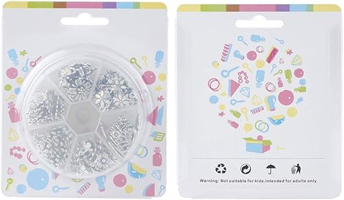 Miniatura 6 de Pandahall - 1 caja / 135 colgantes de flores de aleación estilo tibetano mezclados 6 estilos de dijes de flores de plata antigua para hacer joyas,