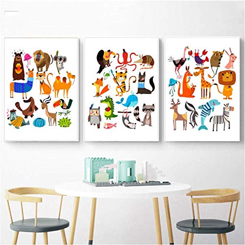 Tableau moderne animaux pour chambre bébé | Impression sur toile 50x70cm