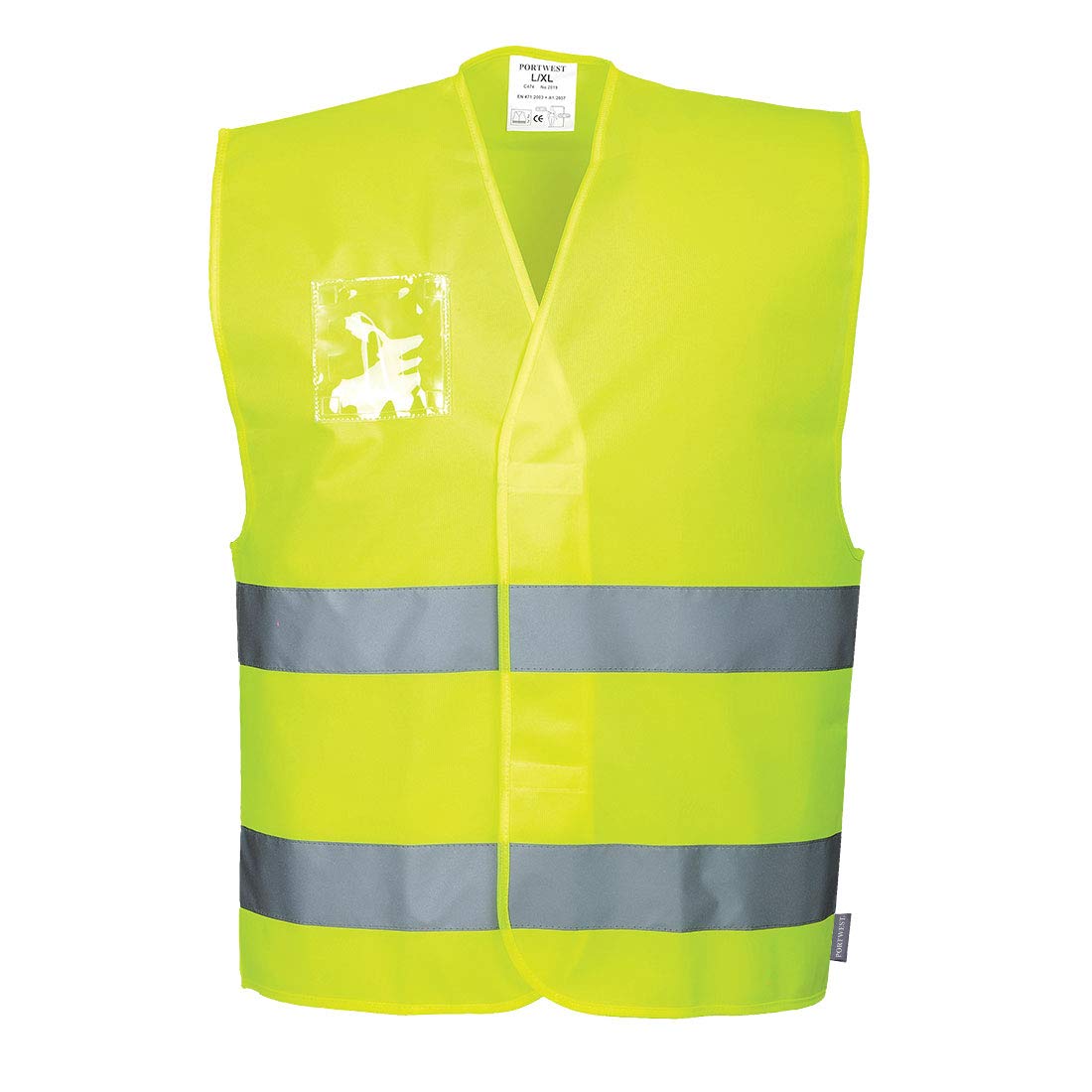 Portwest C475 Gilet Alta Visibilità, con Porta Badge Doppio Verso, Giallo, XX/​3X