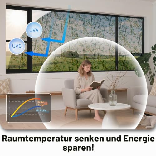Finnez Fensterfolie Sonnenschutzfolie, Selbstklebende Silber 75 x 400 cm – Ansicht 2