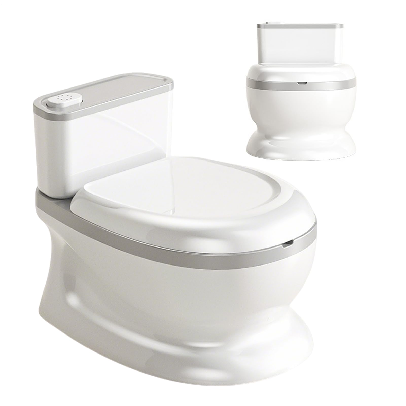 Pote de aprendizaje para - Botón de caza de agua de sonido - Reductor de aseo de entrenamiento, para niños y niñas, guarderías, cuarto de baño, sala de juegos, sala de juegos