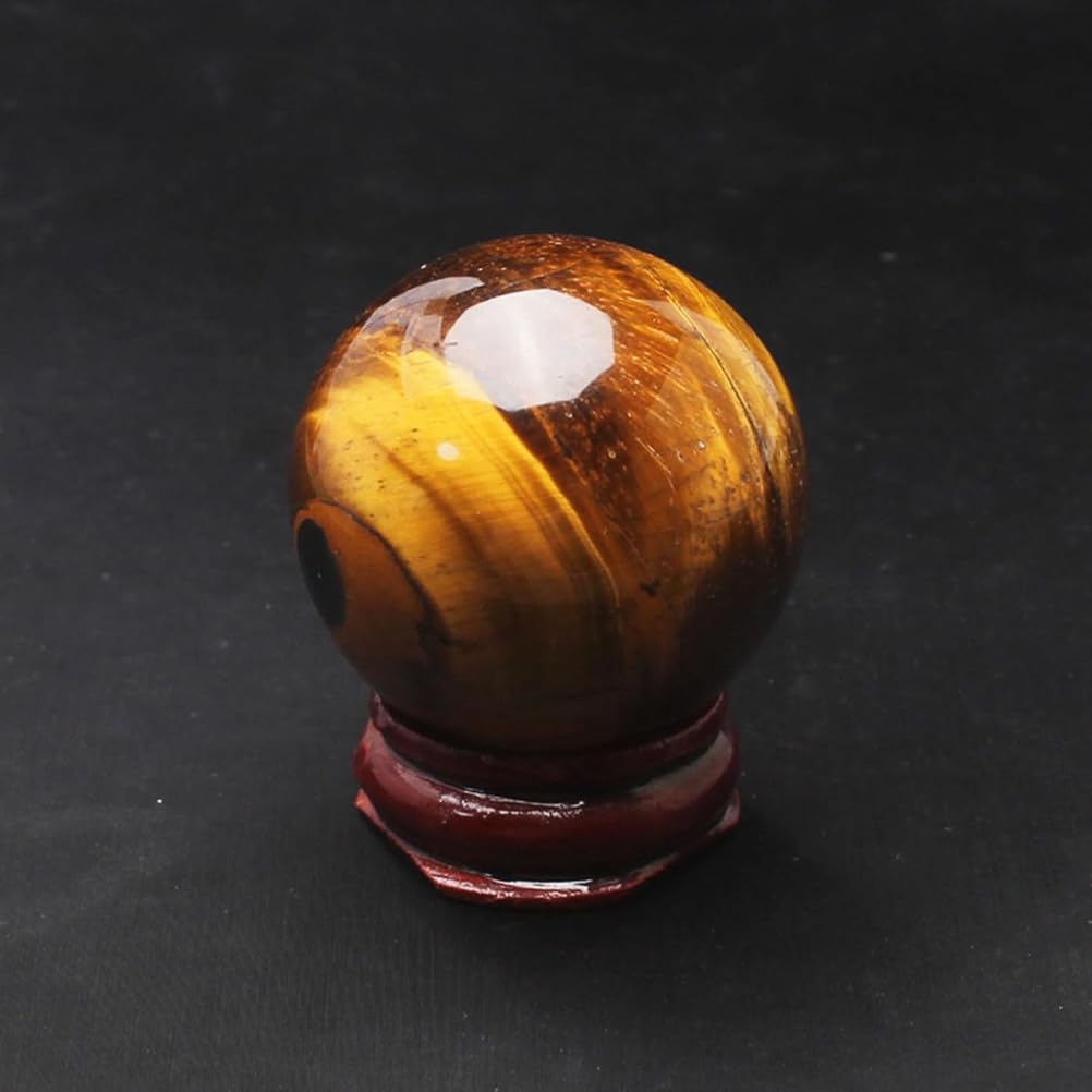 Sfere di Cristallo, Sfera di Cristallo Naturale Occhio Tigre con Supporto, Decorazione for casa e Ufficio, Sfera energetica for Meditazione bilanciamento Reiki, 4 cm(7cm)