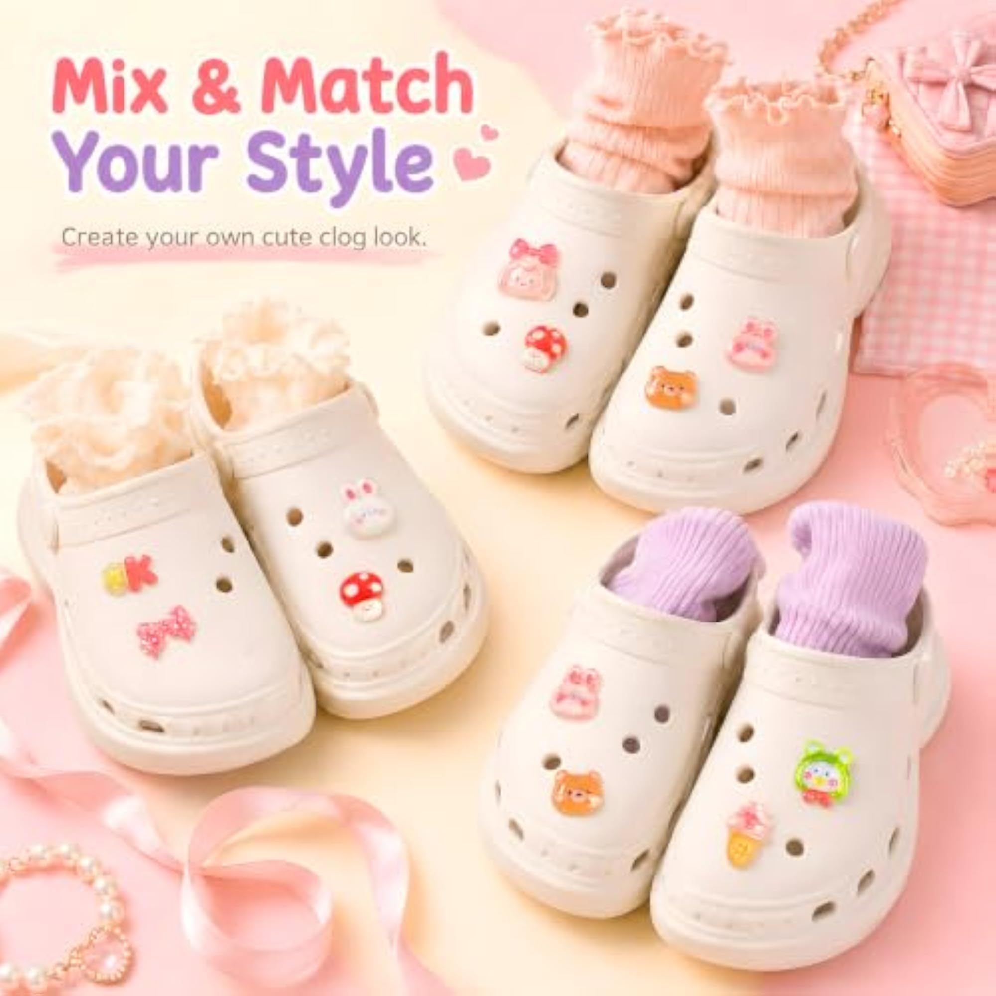 10 Pcs Resin Shoe Charms for Shoes with Holes
