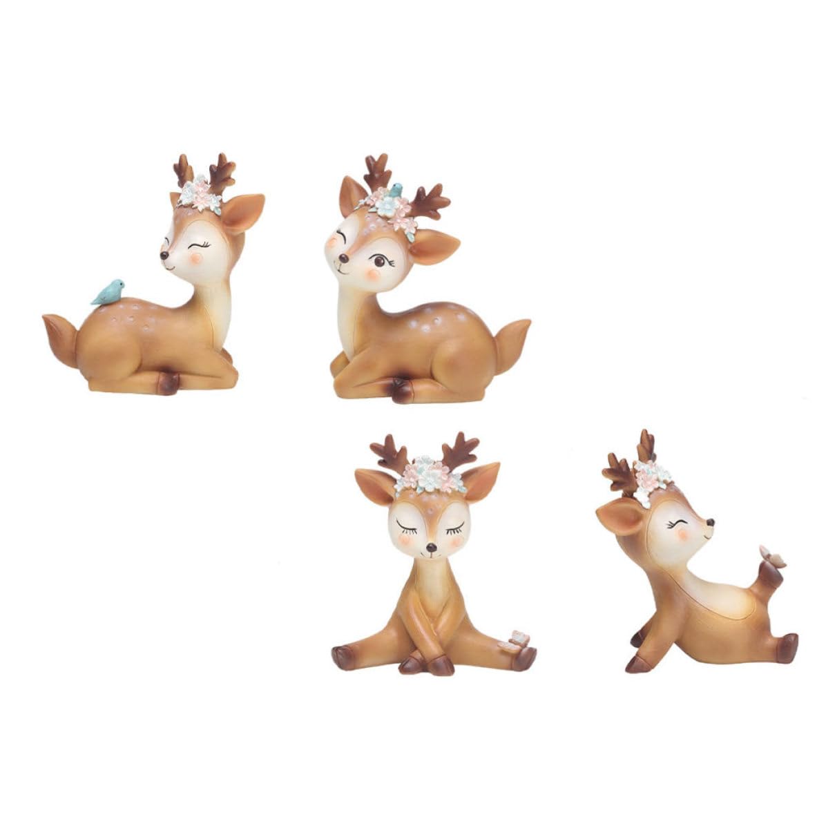 Ornement en résine de cerf réaliste pour bureau et décoration de gâteau (lot de 4)