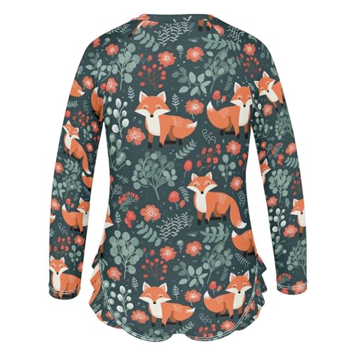 Cute Fox Girls Long Sleeve One-Piece Swimsuit UV Protection Quick Dry Swimwear Bathing Suit 208523193