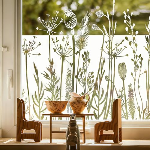 ADD.HERES Window Privacy Film,Colorful Floral Window Stickers,Removable DIY Bouquet Static