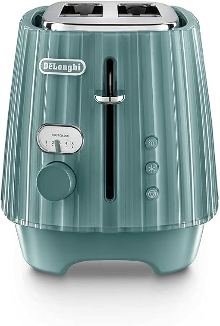 De'Longhi Ballerina Toaster, 2 Slot Toaster, Reheat, 5 Browning Settings, Defrost and Cancel Functions, Pull Crumb Tray, CTD2003.GR, 900W, UK PLUG, Green