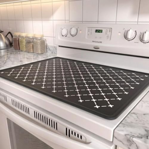 Image of Stove Top Covers for Electric Stove, Glass Stovetop Cover 30x21inch | Silicone Flat Dish Drying Mats for Kitchen Counter, Cooktop Oven Guard Mat for Kitchen RV