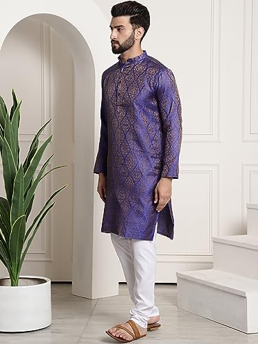 Image of SOJANYA (Since 1958 Men's Silk Blend self Design Kurta and Churidar Pyjama Set