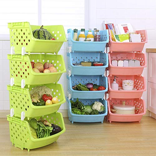 Frutas estante de almacenamiento apilable de un piso hueco con colador integrado 6