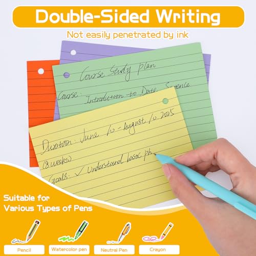 360 Stücke Karteikarten, A6 150g/m²Linierte Lernkarten mit Krafteinband und Loseblattring, Lernkarten in 6 Farben für Vokabel Lernen, Schule, Büro, Zuhause(14,8 x 10,5 cm)