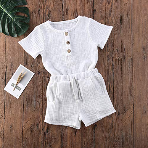 Image of fhutpw Baby Boys 2Pcs Summer Outfits Short Sleeve T-Shirt Tops Elastic Waistband Shorts Set Toddler Clothes