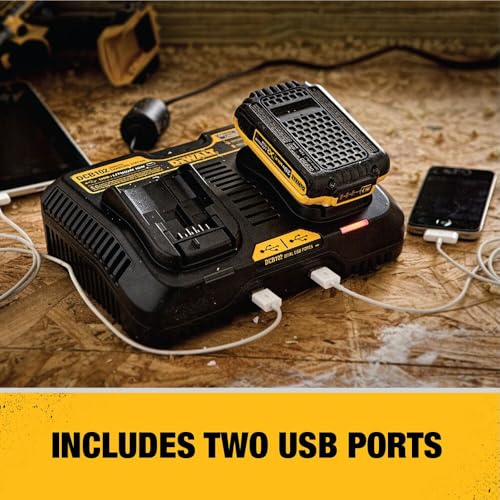 DEWALT 12/20V MAX Battery Charger, Corded, Dual Charging Station, 2-USB Ports Included (DCB102) - image 7