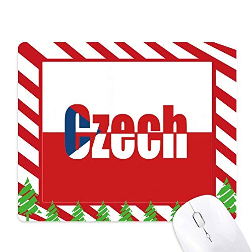 Tapis de souris drapeau tchèque et motif festif canne de Noël