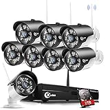 XVIM H.264 2MP Wireless Security Cameras System, 8CH 1080P HD DVR 8pcs 1080P Wireless Outdoor Indoor Waterproof Surveillance Cameras 85FT Night Vision （with 2TB HDD）
