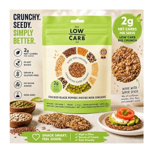 Image of The Low Carb Co High Protein Seed Crackers, Cracked Black Pepper, 3-Pack