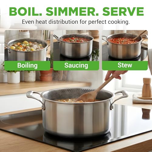 NutriChef 5 QT Stainless Steel Stew Pot - Triply Kitchenware Stew Pot with Glass Lid - Dakin Etching Non-Stick Coating, Scratch-Resistant Raised-up Honeycomb Fire Textured Pattern by Nutrichef - Image 8