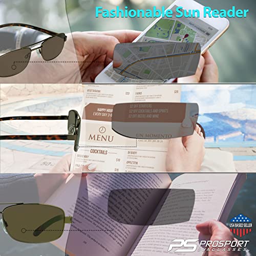 Image of proSPORT Reading Glasses Tinted Full Lens Sun Readers Pilot Square Aviator NOT BIFOCAL
