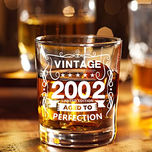 Old Fashioned Glasses-2002-Vintage 2002 Old Time Information 10.25Oz Whiskey Rocks Glass -21St Birthday Aged To Perfection - 21 Years Old Gifts Bourbon Scotch Lowball Old Fashioned-1Pcs #TOP5