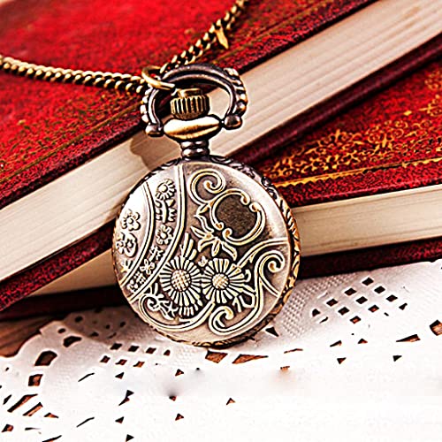 Reloj colgante Gousset Flower mini con cadena de collar vintage 6