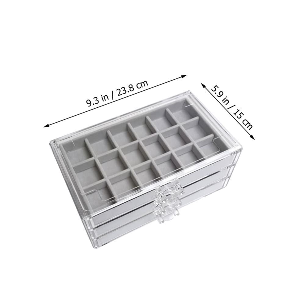 Jewelry Storage Case Jewelry Box Organizer Jewelry Earring Necklace Rings Drawer Organizer Jewelry Display Holder For Earring Necklace Bracelets Grey Makeup Display Case