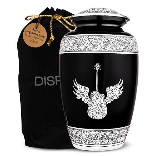 Guitar Urn for Ashes Adult Male - Hand Engraved Urn for Ashes for Women, Urns for Human Ashes Adult Man, Cremation Urns for Human Ashes