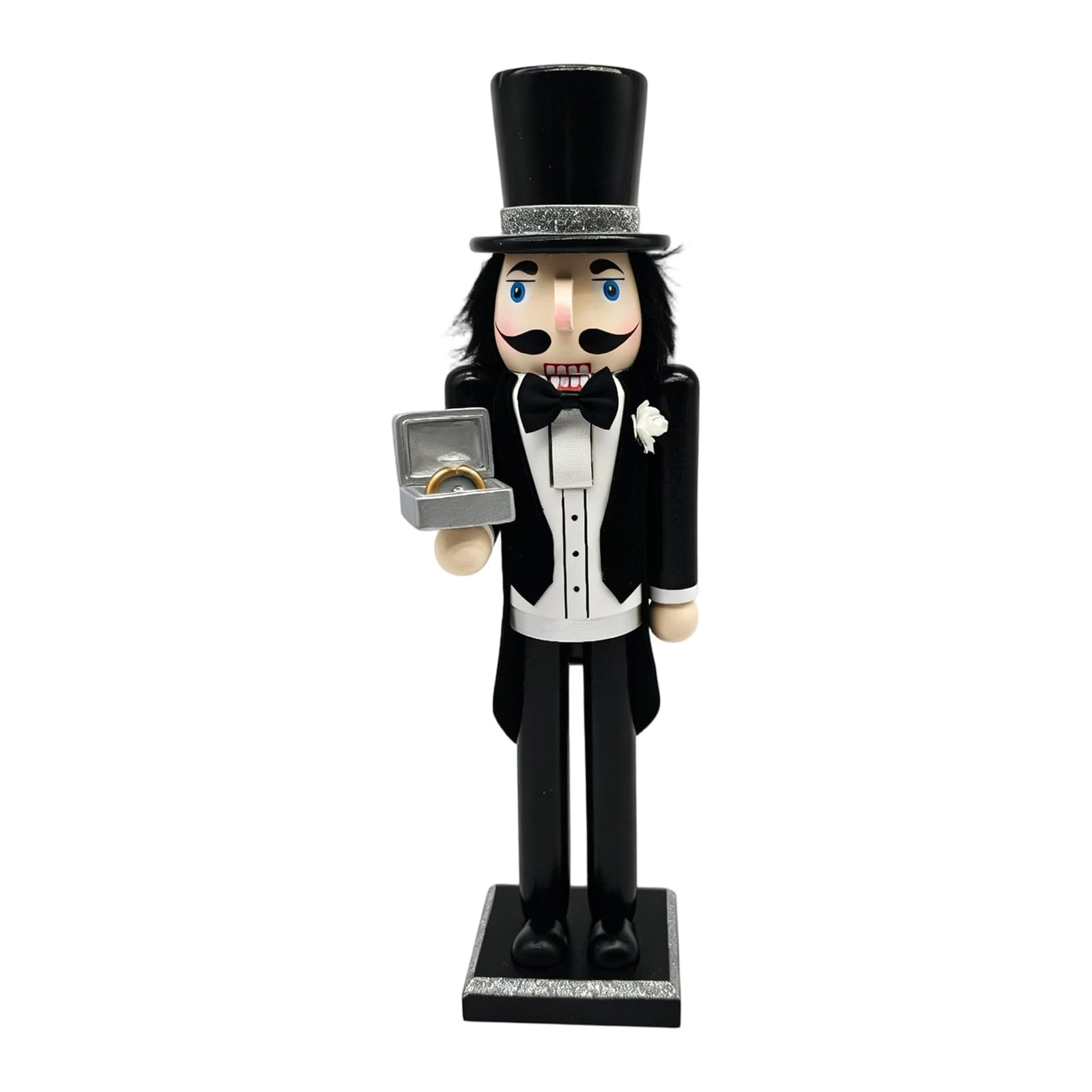 Piceioep Wooden Bridal Groom Figurine Hand Carved Wedding Nut Sculpture for Christmas Decoration Wedding Home Display Wooden Creation