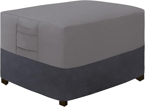 Miniatura 8 de Easy-Going Funda otomana para exteriores, impermeable, para patio, rectangular, resistente, con asas acolchadas (48 x 25 x 18 pulgadas, grisgris