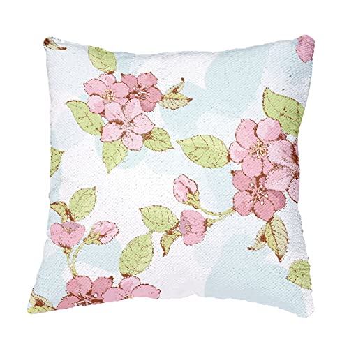 Coussin sequin fleur sakura doré pour raviver un canapé terne - 4