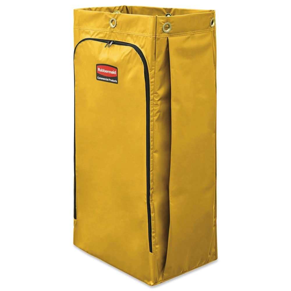 Rubbermaid Commercial High Capacity Vinyl Janitorial Cleaning Cart Bag Waste/Trash/Laundry/Linen Collection for Restraurant/Café/Office/School/Motel/Facility 34 Gallon Yellow