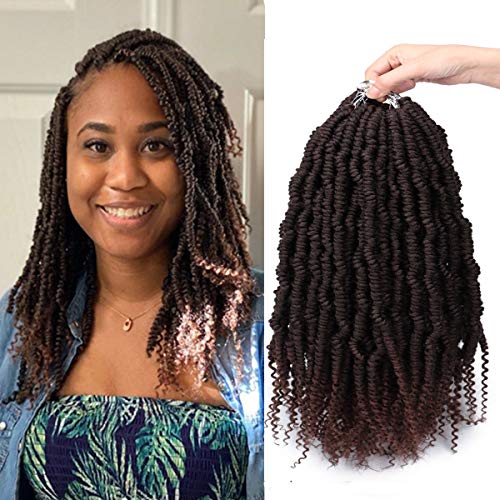 14 Inches Bomb Twist Crochet Hair Braids 6 Packs Pre-looped Bomb Spring Twist Hair Crochet Braids Short Pre-twisted Passion Twist Synthetic Braiding Hair Extensions for Women (1B/33#)