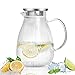 Caraffa Acqua di Vetro, Brocca in Vetro da 2 Litri con Coperchio in Acciaio Inox e Manico, Brocca Acqua Casa/esta, per Bevande Calde e Fredde, Caffè, Succhi di Frutta, Latte, Tè, Vino