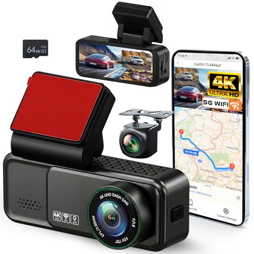 Dashcam 4K Wi-Fi VECHTEL con pantalla IPS de 3.16 pulgadas y tarjeta de 64GB para coche