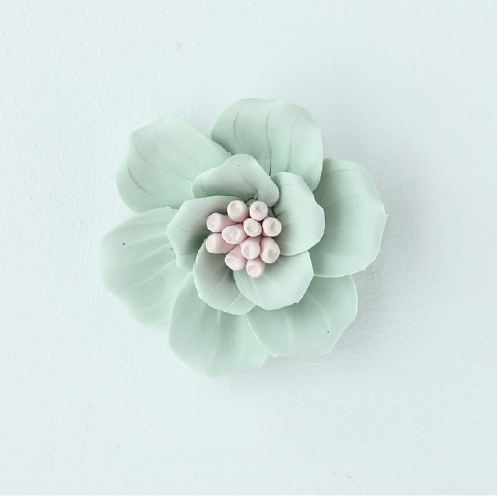 KJOLWHCQ Elegant Handcrafted Ceramic Green Peony Hibiscus Flower Wall Hanging Decor Flowers Artificial Sculpture 3D Wall Ornament Arts Wedding Gift