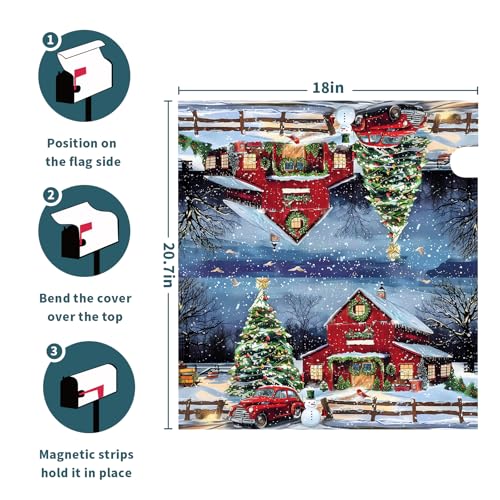 Image of Winter Mailbox Covers Magnetic Standard Size 18 X 21 Inch Christmas Tree Mailbox Cover Snowman Red Truck Mailbox Wraps Post Box Cover Decoration Outdoor Garden Home Yard Outside